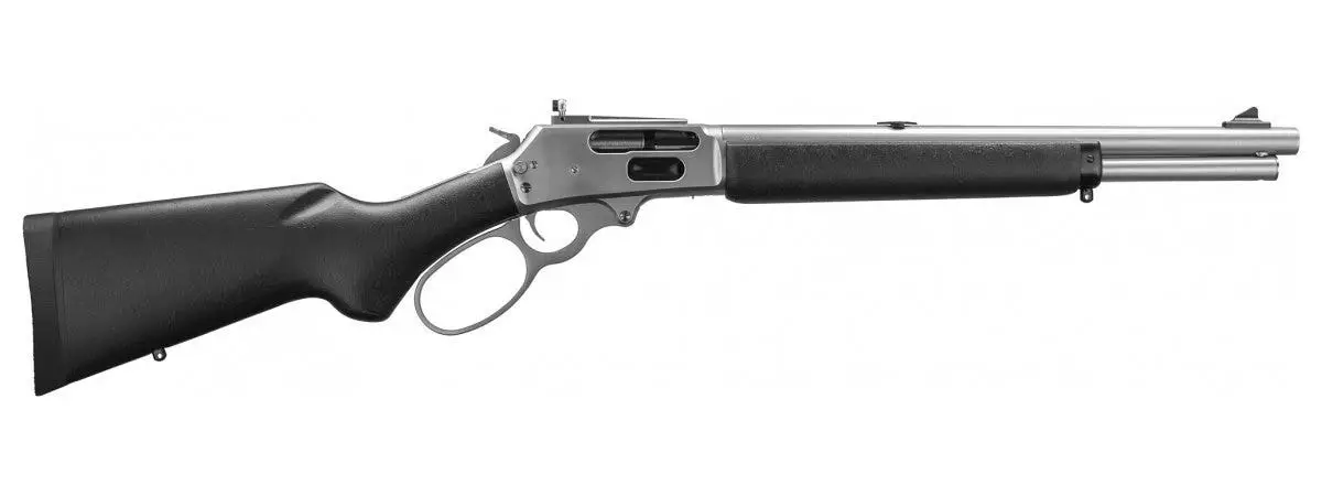 MARLIN 1895 TRAPPER LEVER ACTION RIFLE, 16.50" BARREL, BLACK LAMINATE STOCK, BIG LOOP, 45/70 GOV’T