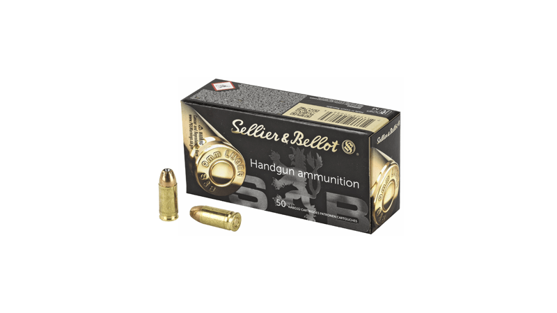 Sellier & Bellot Ammo, 9mm 115 Grain FMJ, 50 Rounds
