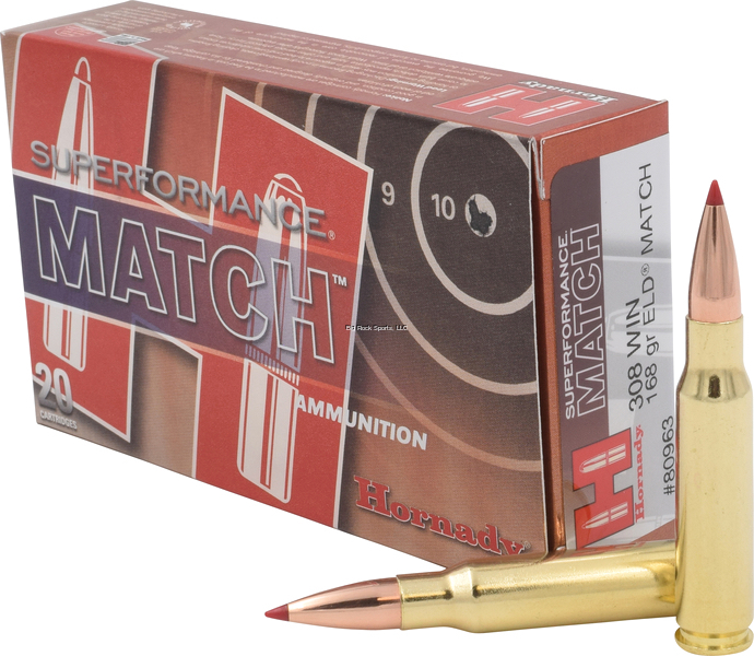 Hornady Ammo, 308 Win 168 Grain ELD, Superformance Match, 20 Rounds